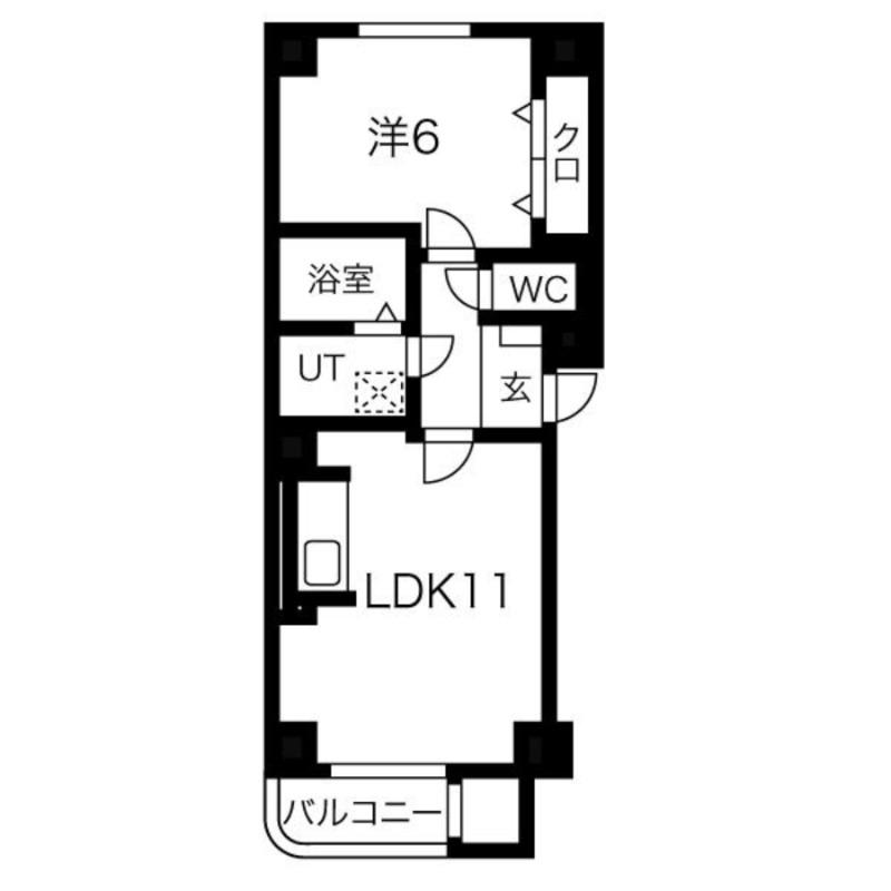 フレックス南郷通(1LDK/6階)の間取り写真