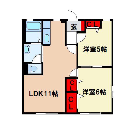 ポラリス(2LDK/1階)の間取り写真