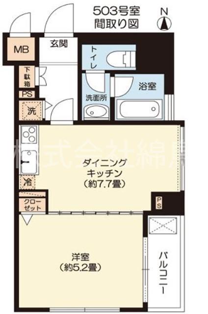 デュオスカーラ田原町(1LDK/5階)の間取り写真