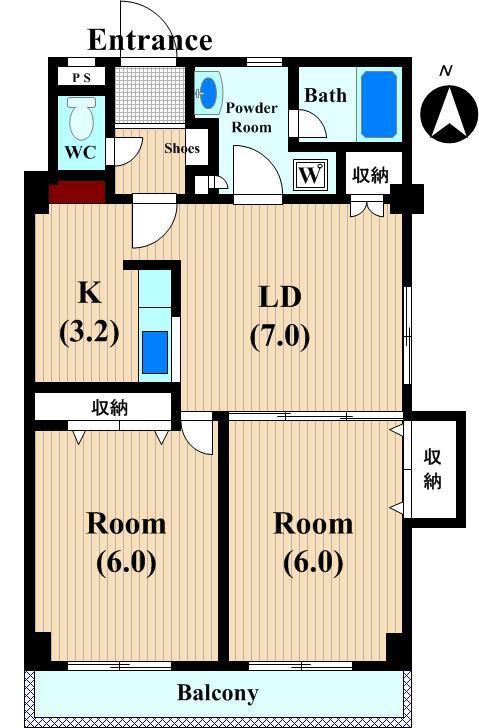 フルールエイト(2LDK/3階)の間取り写真