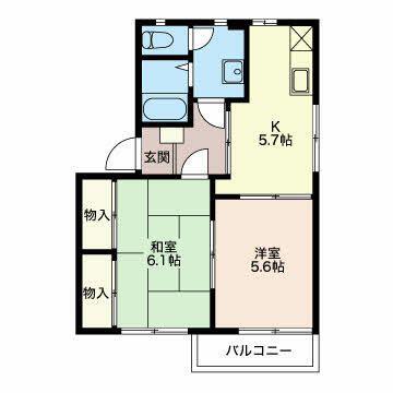 コート岡田屋 C(2K/2階)の間取り写真