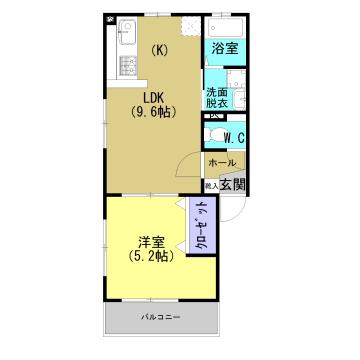 城西ハイム田尻(1LDK/2階)の間取り写真