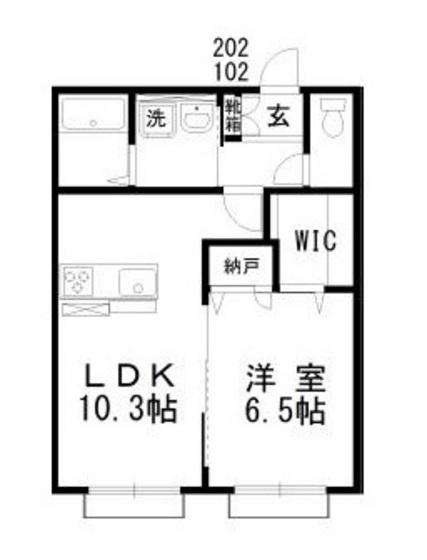 レトアエイショク(1LDK/1階)の間取り写真