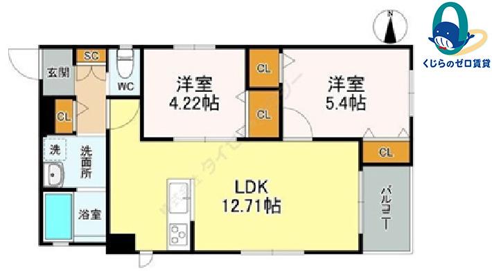 プレシャス新栄(2LDK/3階)の間取り写真