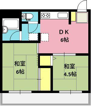 レヂオンマンション(2DK/1階)の間取り写真