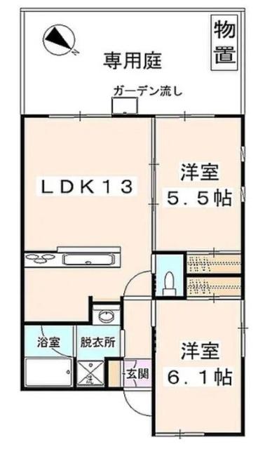 ミライト(2LDK/1階)の間取り写真