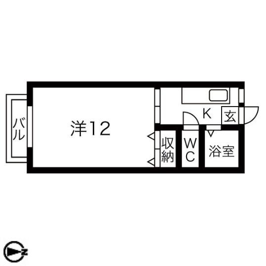 ヘリテージ(1K/2階)の間取り写真