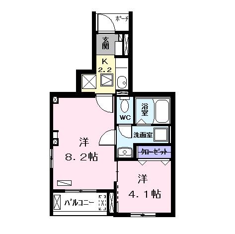 メゾンアルモニー(2K/1階)の間取り写真