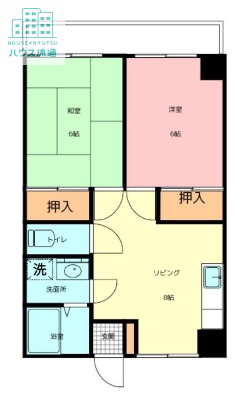 ハイツ中村I(2DK/3階)の間取り写真