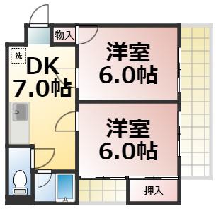 ステージア生野(2LDK/4階)の間取り写真