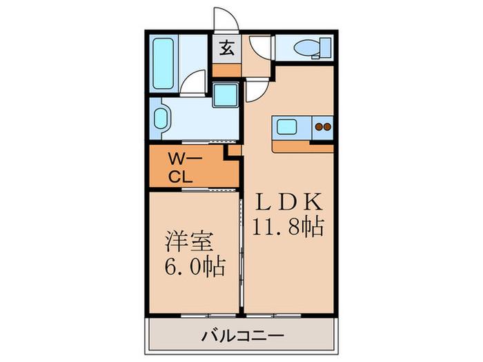 フォレスト桃山筑前台(1LDK/1階)の間取り写真