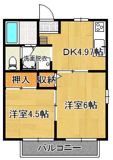 フレグランスきぬたIIBC(2DK/1階)の間取り写真