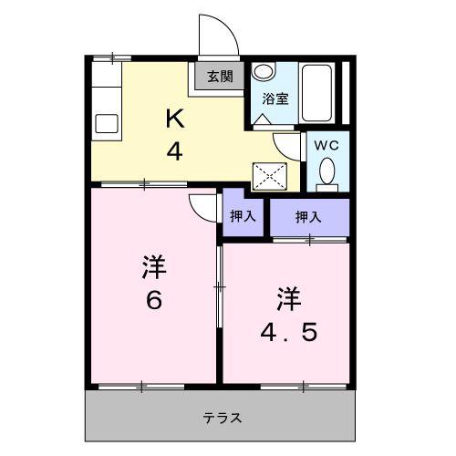 フォーブル日清B(2K/1階)の間取り写真