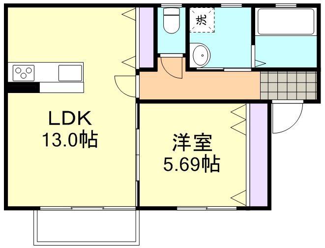 アルカンジュ四十瀬(1LDK/2階)の間取り写真