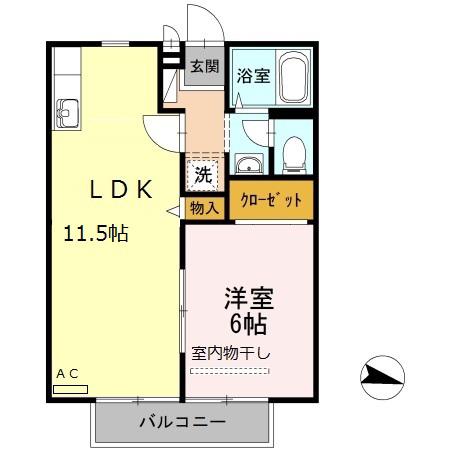 ビーライン大輝(1LDK/2階)の間取り写真