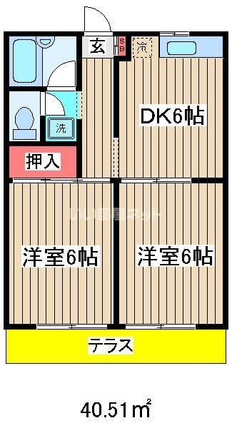 ジュンドリーム(2DK/2階)の間取り写真