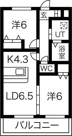 ジュエル(2LDK/2階)の間取り写真