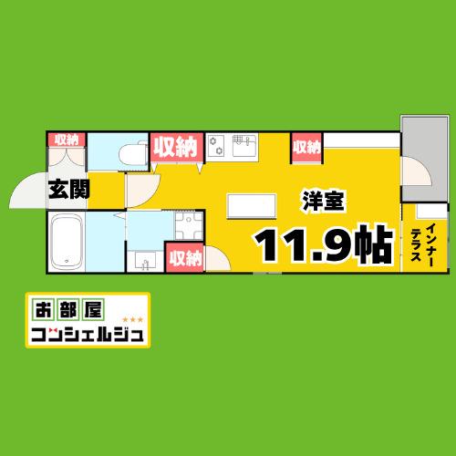 トウリ ルームズ徳川東(ワンルーム/2階)の間取り写真