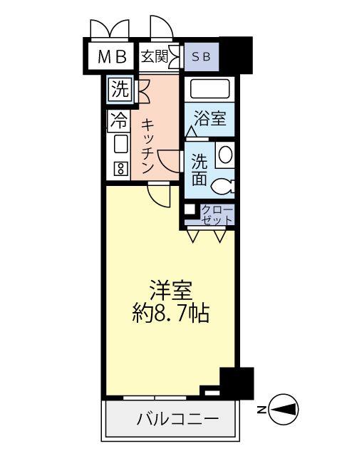 ライジングプレイス錦糸町(1K/2階)の間取り写真