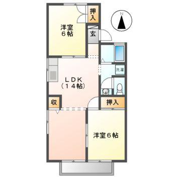 ハイツさくら(2LDK/2階)の間取り写真
