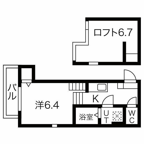 カーサヴィラ東仙台(1K/2階)の間取り写真