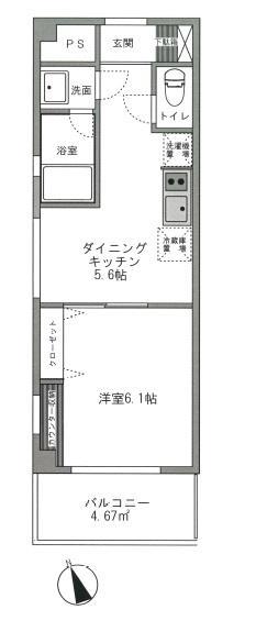 エストゥディオサナダ(1K/3階)の間取り写真
