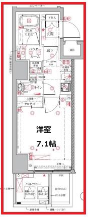 クレイシアアイズ浅草(1K/6階)の間取り写真