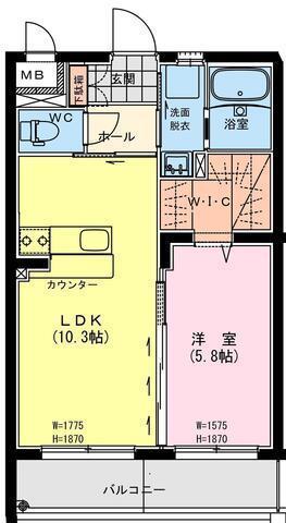 ベイシティコート(1LDK/1階)の間取り写真