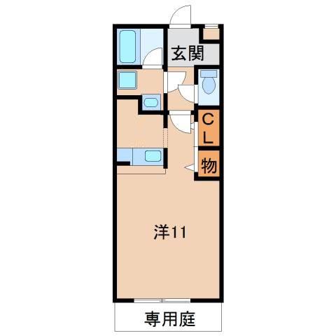 レジデンス四ヶ郷(ワンルーム/1階)の間取り写真