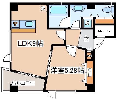 ポコアポコ三宮ハイタワー(1LDK/5階)の間取り写真