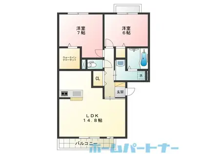 セレーノ弍番館(2LDK/3階)の間取り写真