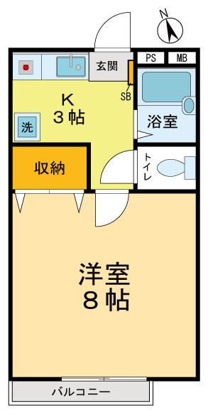 ボナール(1K/2階)の間取り写真