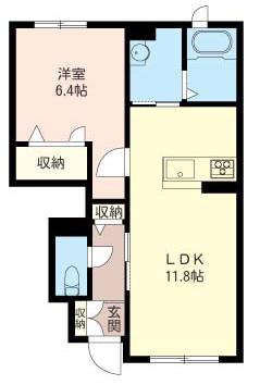SHAMAISON アルシオネ(1LDK/1階)の間取り写真