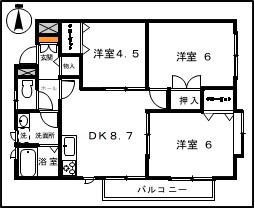 ツカサハウス(3DK/2階)の間取り写真