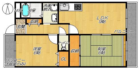 エリュDAITO(2LDK/1階)の間取り写真