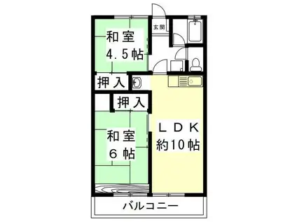シティハイムウスイ(2LDK/2階)の間取り写真