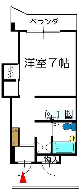 セゾンビル(1K/4階)の間取り写真