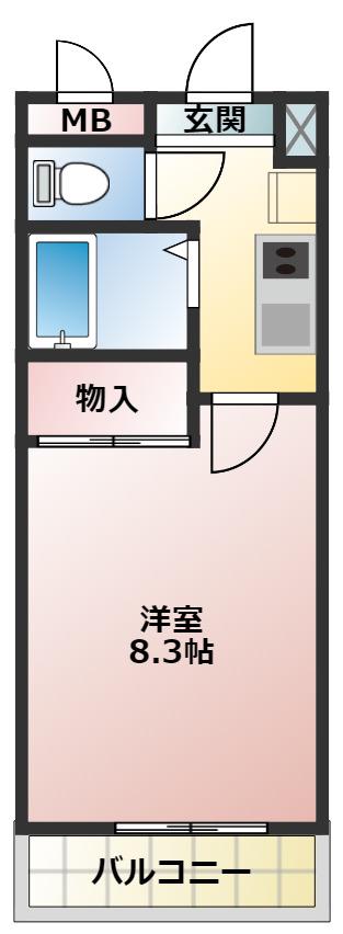 本城ハイツ(1K/1階)の間取り写真