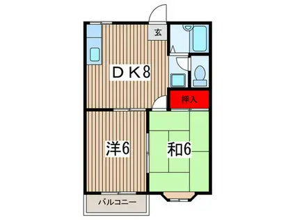 パーク武蔵野(2DK/2階)の間取り写真