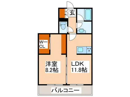 シャーメゾン水前寺イーストコート(1LDK/3階)の間取り写真