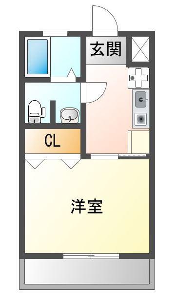 ESTERIA I(1K/1階)の間取り写真