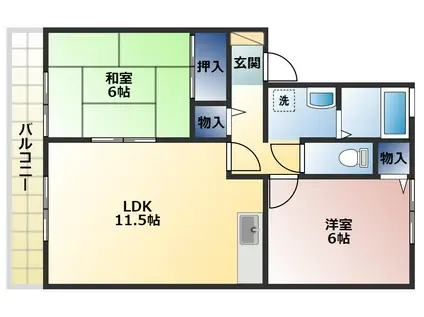 セジュール蜷田弐番館(2LDK/2階)の間取り写真