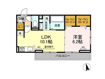 モンプリミエ ルラシオンIII(1LDK/2階)の間取り写真