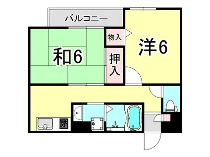 ロイヤルメゾン甲東園V(2DK/3階)の間取り写真