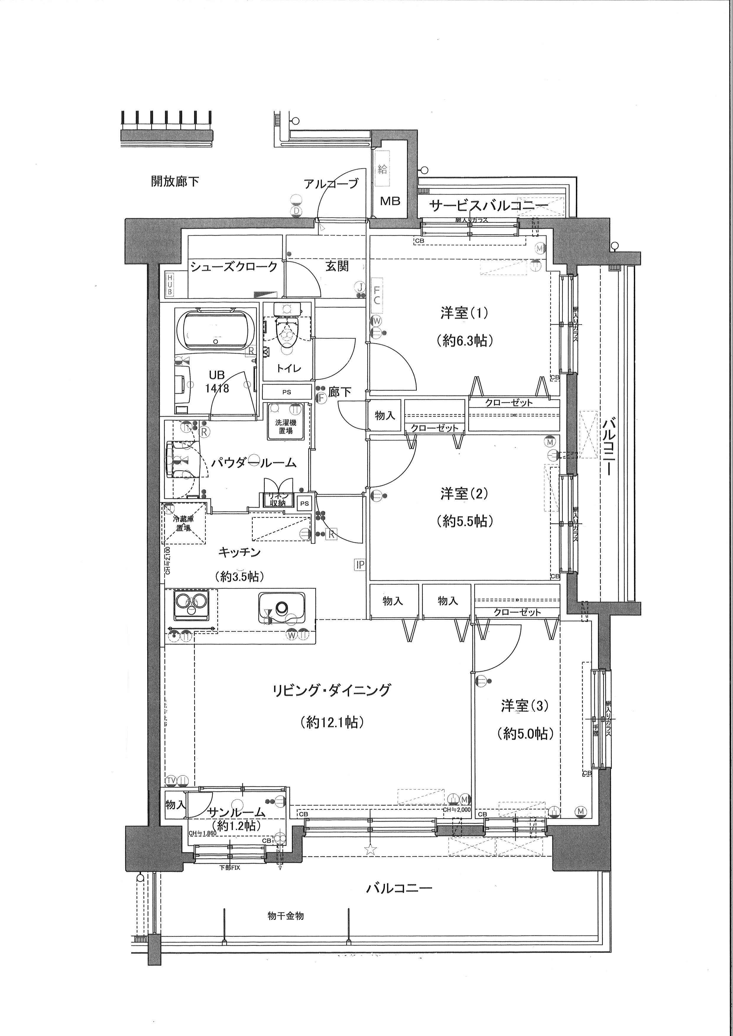 グランフォセット木の実町公園通(3LDK/9階)の間取り写真