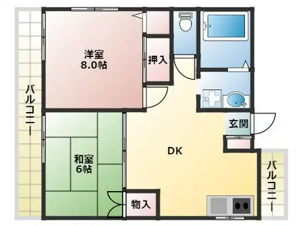 サンメイツ大津和(2DK/3階)の間取り写真