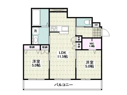 RIVA SAKURAGAOKA(2LDK/3階)の間取り写真