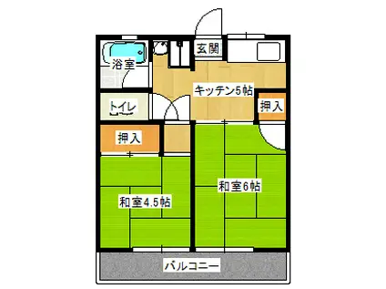シティハイムマシタI(2K/2階)の間取り写真