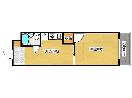 第3中西マンション(1DK/2階)の間取り写真