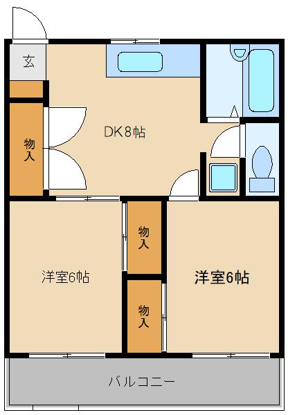 第2ヒルトップ梶ヶ谷(2DK/2階)の間取り写真